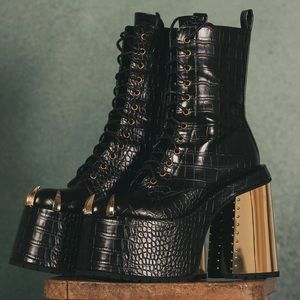 Black and Gold Platform Boots
